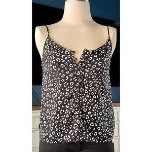 Anthropologie Black Leopard Camisole Top XS